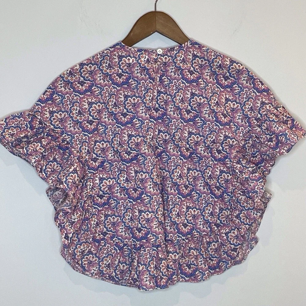 Mini Boden Printed Poncho Kaftan Swim Coverup Lupin Peach Paisley‎ Print Trip 3T